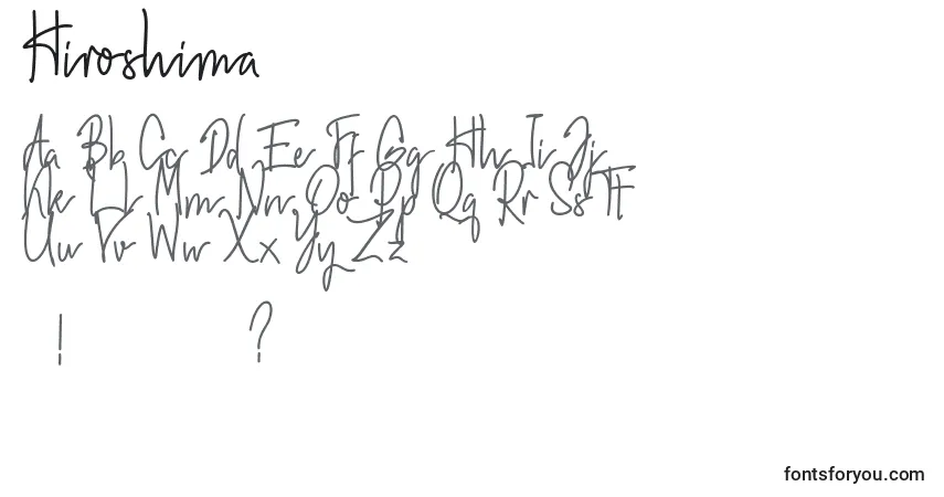 Czcionka Hiroshima – alfabet, cyfry, specjalne znaki