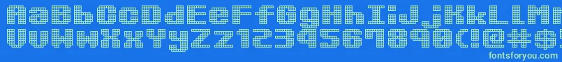 KimidoriMugcup-Schriftart – Grüne Schriften auf blauem Hintergrund