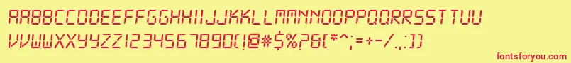フォントDsDigii – 赤い文字の黄色い背景