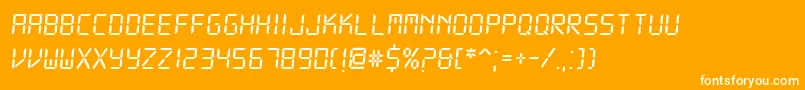 DsDigii-Schriftart – Weiße Schriften auf orangefarbenem Hintergrund