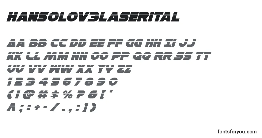 Schriftart Hansolov3laserital – Alphabet, Zahlen, spezielle Symbole