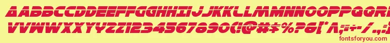 Hansolov3laserital Font – Red Fonts on Yellow Background