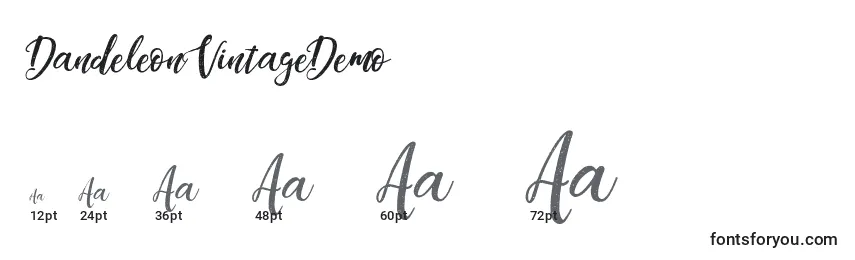 DandeleonVintageDemo Font Sizes
