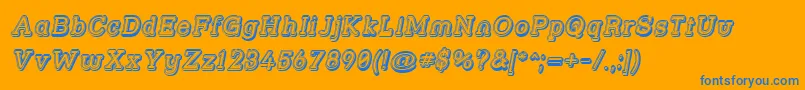 Strslfoi-Schriftart – Blaue Schriften auf orangefarbenem Hintergrund