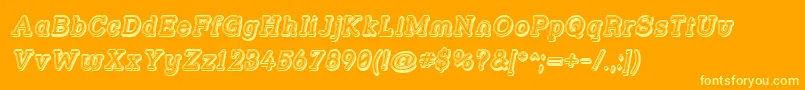 Strslfoi-Schriftart – Gelbe Schriften auf orangefarbenem Hintergrund