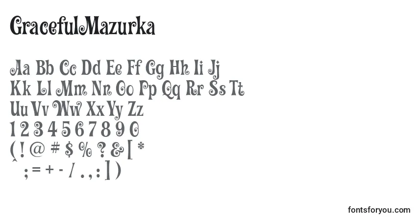GracefulMazurka-fontti – aakkoset, numerot, erikoismerkit