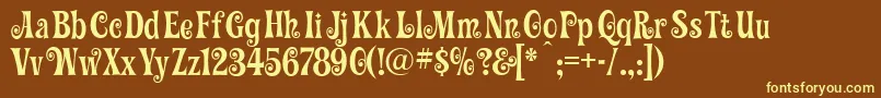 GracefulMazurka-fontti – keltaiset fontit ruskealla taustalla