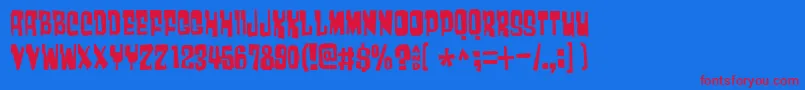 Muchtooloud Font – Red Fonts on Blue Background