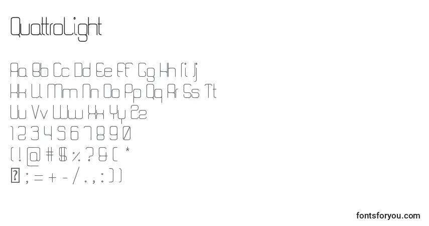 A fonte QuattroLight – alfabeto, números, caracteres especiais