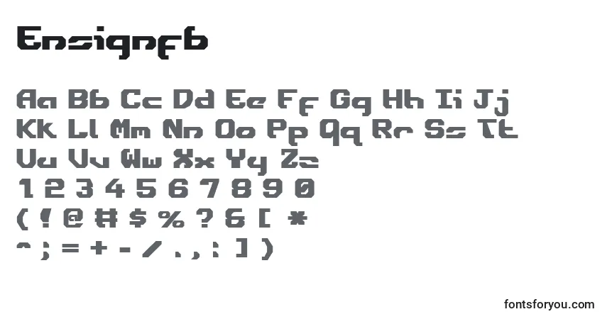 A fonte Ensignfb – alfabeto, números, caracteres especiais