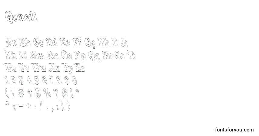 Шрифт Quardi – алфавит, цифры, специальные символы