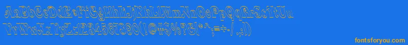 フォントQuardi – オレンジ色の文字が青い背景にあります。