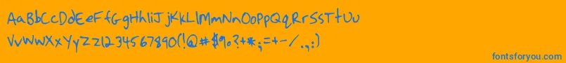 フォントStrassmanScript – オレンジの背景に青い文字