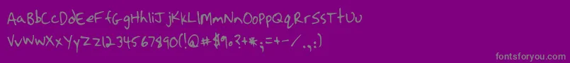 フォントStrassmanScript – 紫の背景に灰色の文字