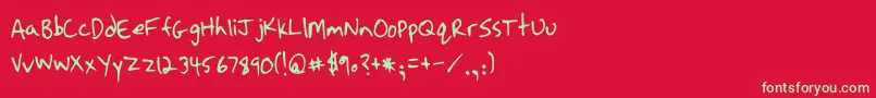 フォントStrassmanScript – 赤い背景に緑の文字