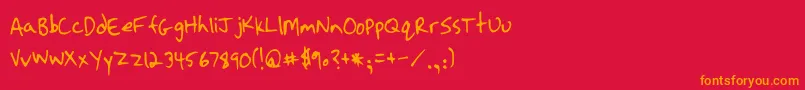 フォントStrassmanScript – 赤い背景にオレンジの文字