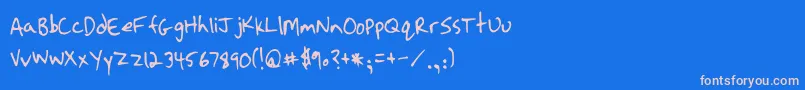 フォントStrassmanScript – ピンクの文字、青い背景