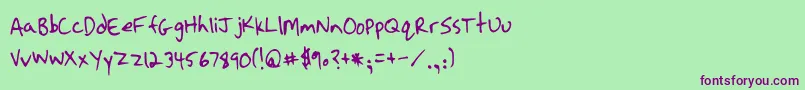 フォントStrassmanScript – 緑の背景に紫のフォント