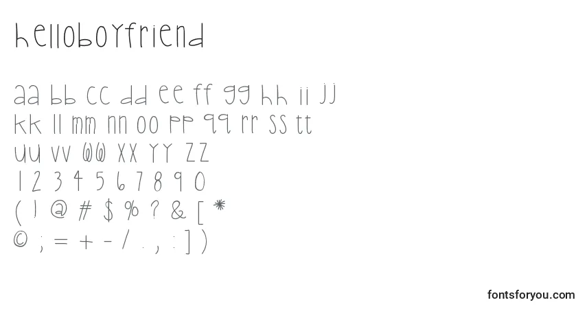 A fonte Helloboyfriend – alfabeto, números, caracteres especiais