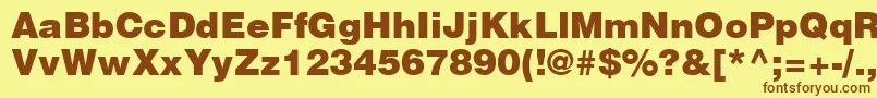 フォントHelveticaLtBlack – 茶色の文字が黄色の背景にあります。