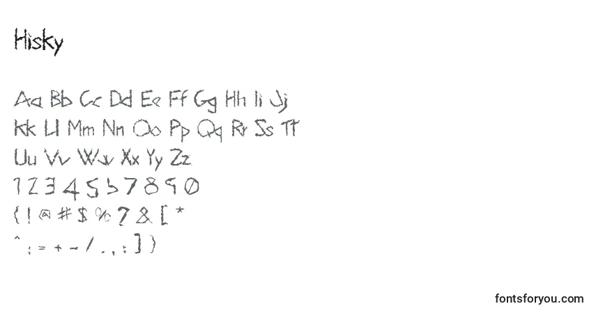 Schriftart Hisky – Alphabet, Zahlen, spezielle Symbole