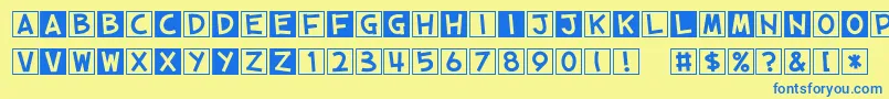 フォントCubeVol.2 – 青い文字が黄色の背景にあります。