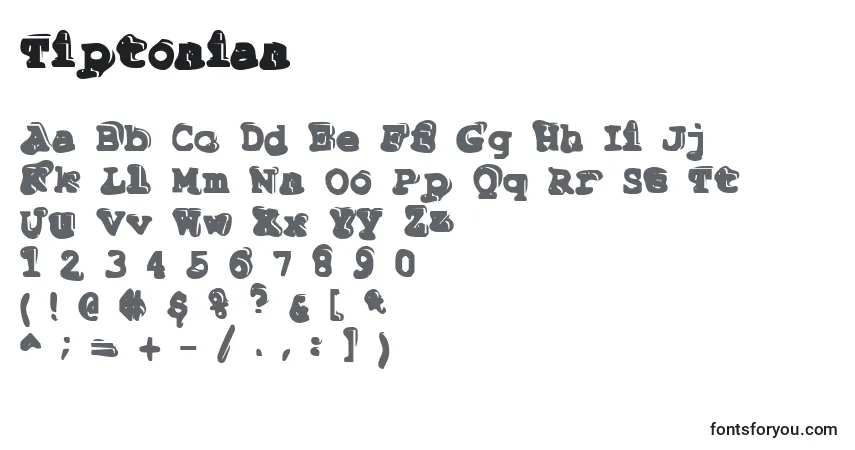 Schriftart Tiptonian – Alphabet, Zahlen, spezielle Symbole