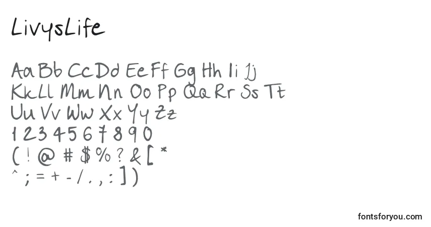 Шрифт LivysLife – алфавит, цифры, специальные символы