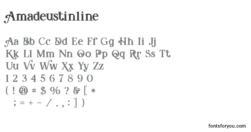 Шрифт Amadeustinline – алфавит, цифры, специальные символы