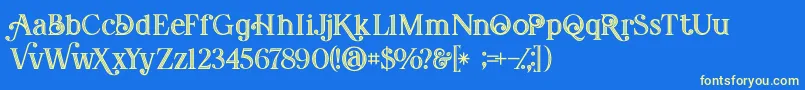 Amadeustinline-Schriftart – Gelbe Schriften auf blauem Hintergrund
