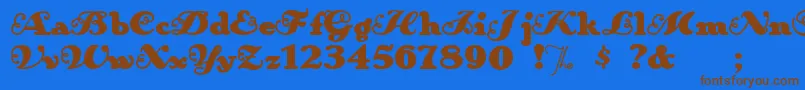 フォントAnakronism – 茶色の文字が青い背景にあります。