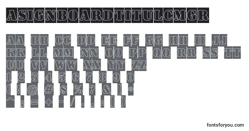 ASignboardtitulcmgr-fontti – aakkoset, numerot, erikoismerkit