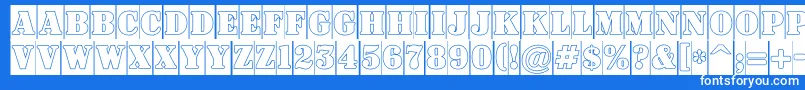 ASignboardtitulcmgr-Schriftart – Weiße Schriften auf blauem Hintergrund