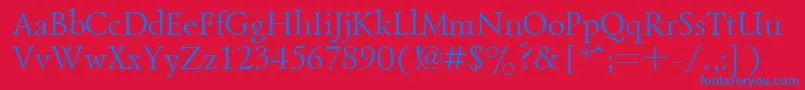 Goudiold-Schriftart – Blaue Schriften auf rotem Hintergrund