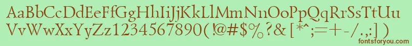 フォントGoudiold – 緑の背景に茶色のフォント