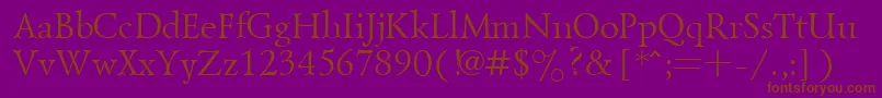 Goudiold-Schriftart – Braune Schriften auf violettem Hintergrund