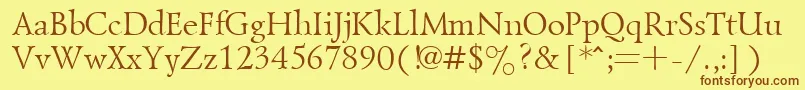 フォントGoudiold – 茶色の文字が黄色の背景にあります。