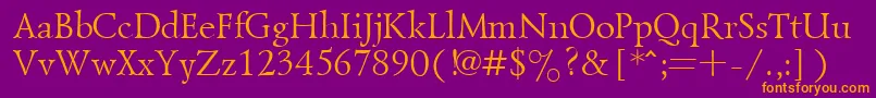 フォントGoudiold – 紫色の背景にオレンジのフォント