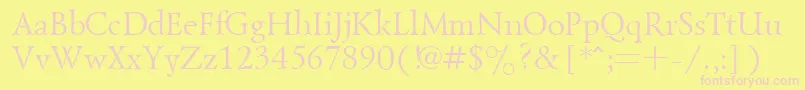 Goudiold-fontti – vaaleanpunaiset fontit keltaisella taustalla