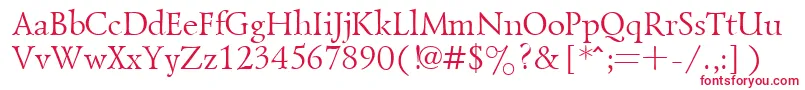 フォントGoudiold – 白い背景に赤い文字