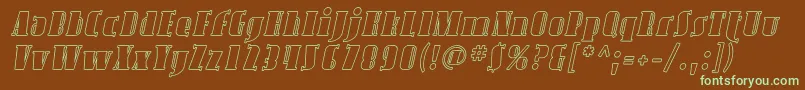 AvondaleOutlineItalic-fontti – vihreät fontit ruskealla taustalla