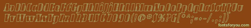 Czcionka AvondaleOutlineItalic – zielone czcionki na brązowym tle