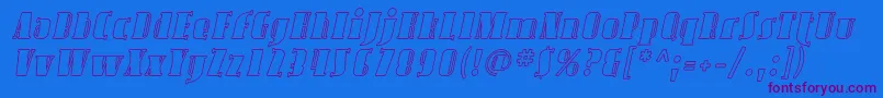 AvondaleOutlineItalic-Schriftart – Violette Schriften auf blauem Hintergrund