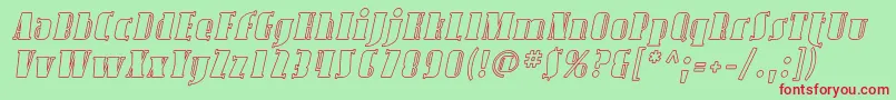 AvondaleOutlineItalic Font – Red Fonts on Green Background