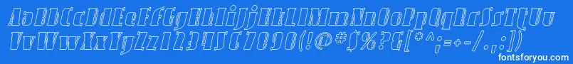 AvondaleOutlineItalic Font – White Fonts on Blue Background