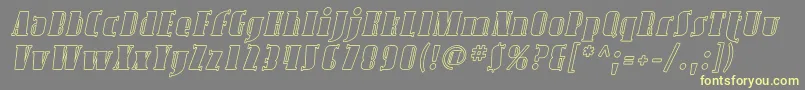 AvondaleOutlineItalic-fontti – keltaiset fontit harmaalla taustalla