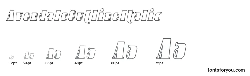 AvondaleOutlineItalic Font Sizes