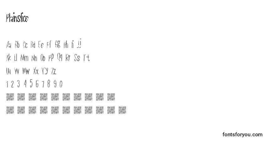 Шрифт Plainslice – алфавит, цифры, специальные символы