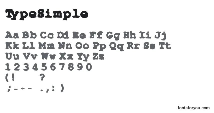 Schriftart TypeSimple – Alphabet, Zahlen, spezielle Symbole