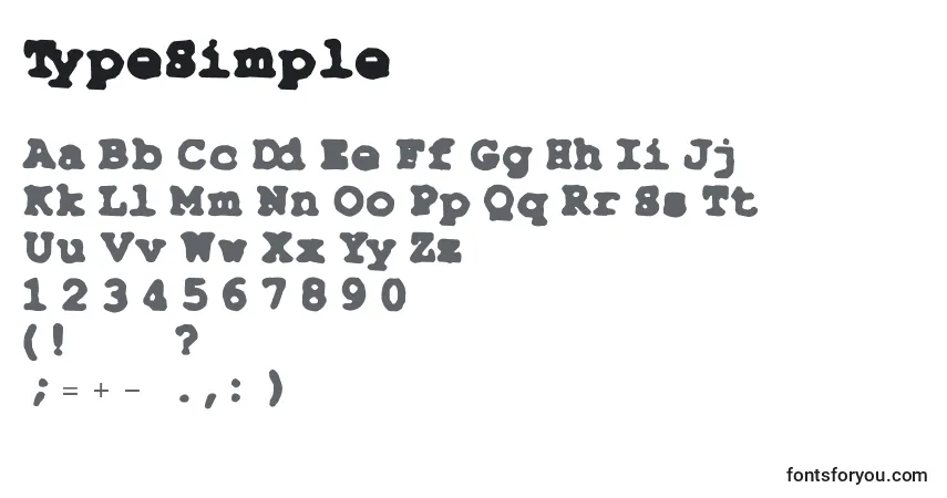 A fonte TypeSimple – alfabeto, números, caracteres especiais